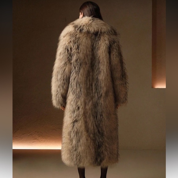 Luxury vintage style Gradient Brown Luxe Faux Fur Long Coat - Picture 4 of 10